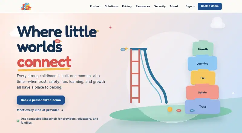 The KinderHub homepage