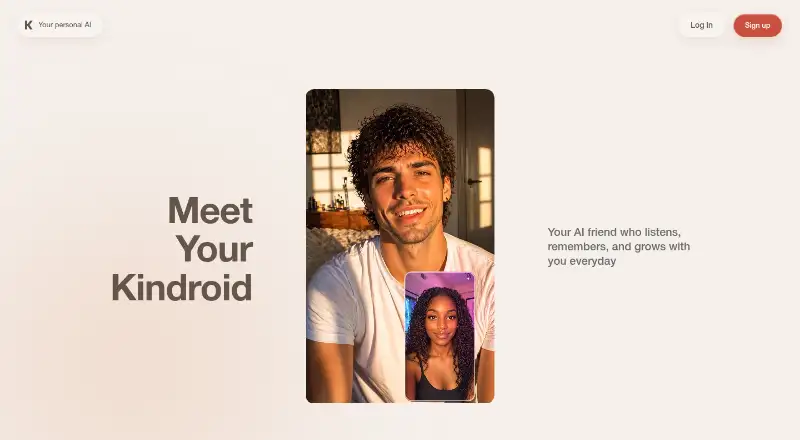 The Kindroid homepage