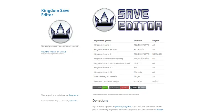 The Kingdom Save Editor homepage