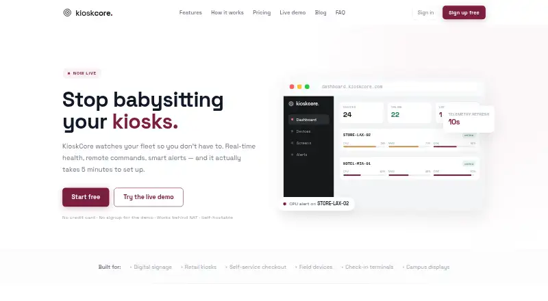 The KioskCore homepage