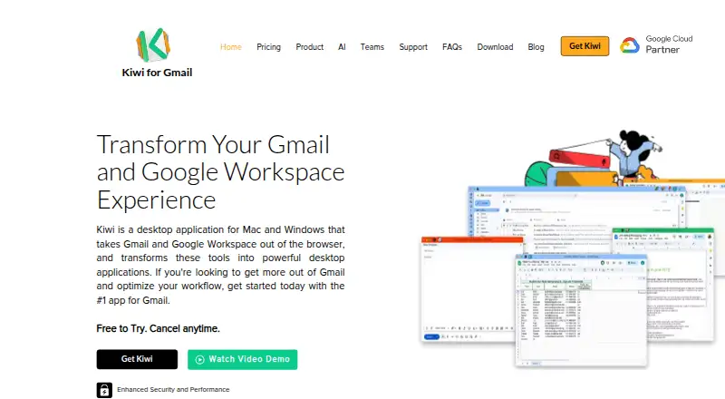 The Kiwi for Gmail homepage