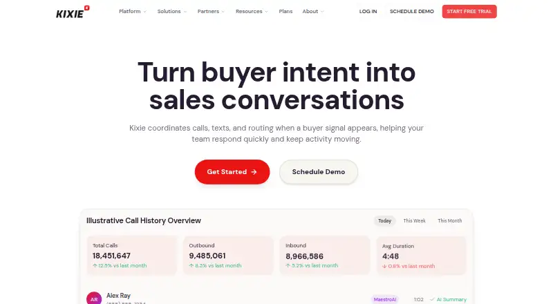 The Kixie homepage