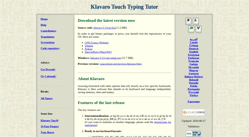 The Klavaro homepage