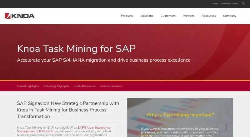 The Knoa Task Mining homepage