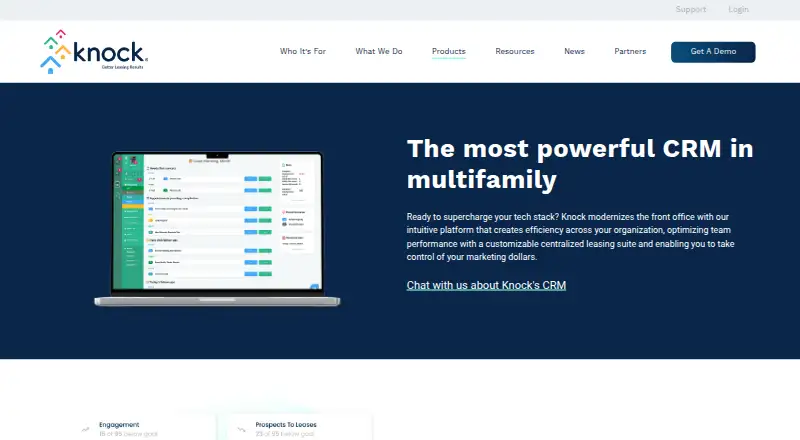 The Knock CRM homepage