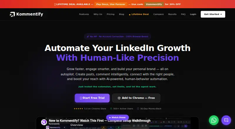 The Kommentify homepage