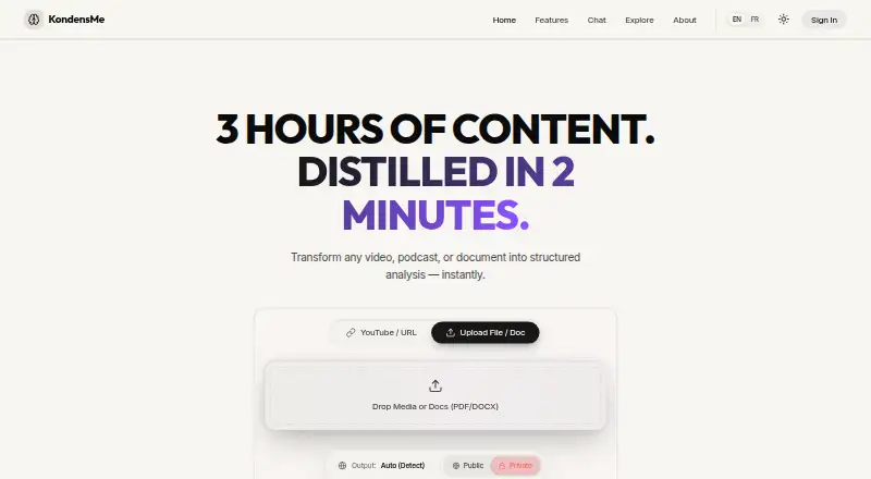 The KondensMe homepage