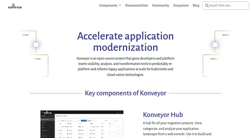 The Konveyor homepage