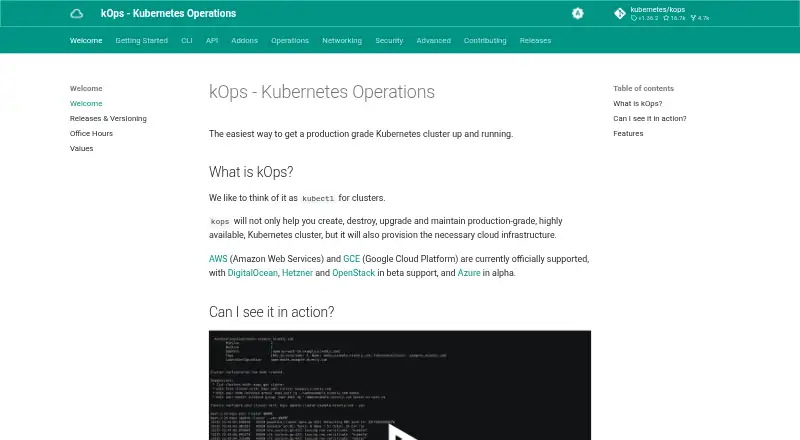 The kOps homepage