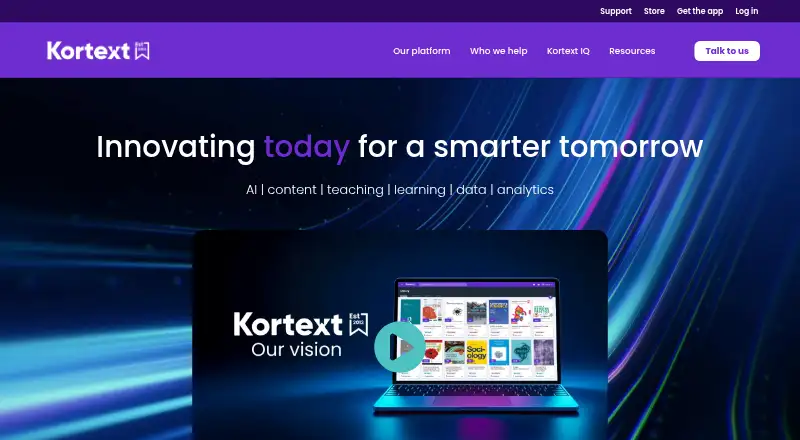 The Kortext homepage