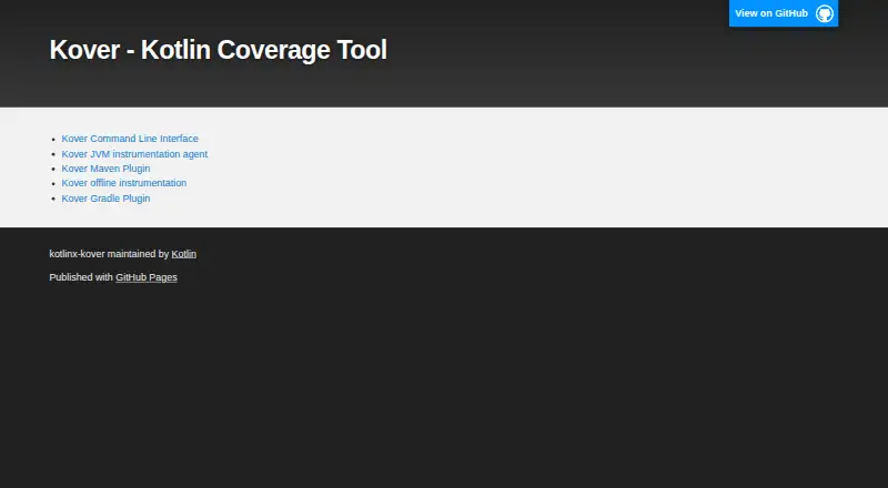 The Kover homepage