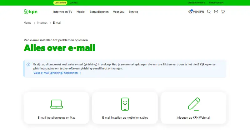 The KPN Mail homepage