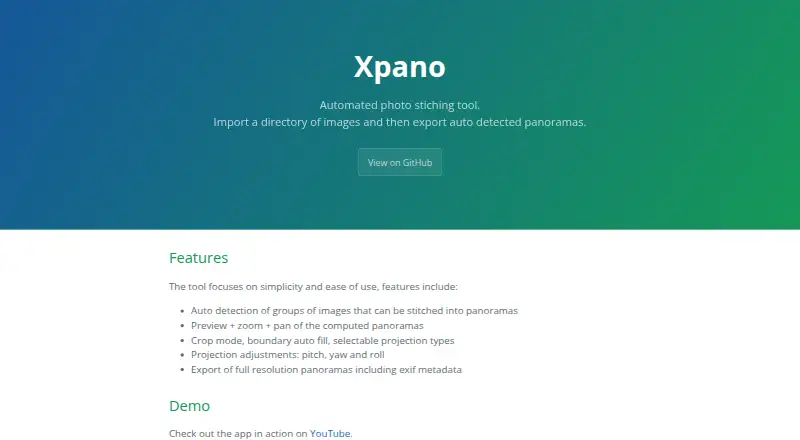 The Xpano homepage