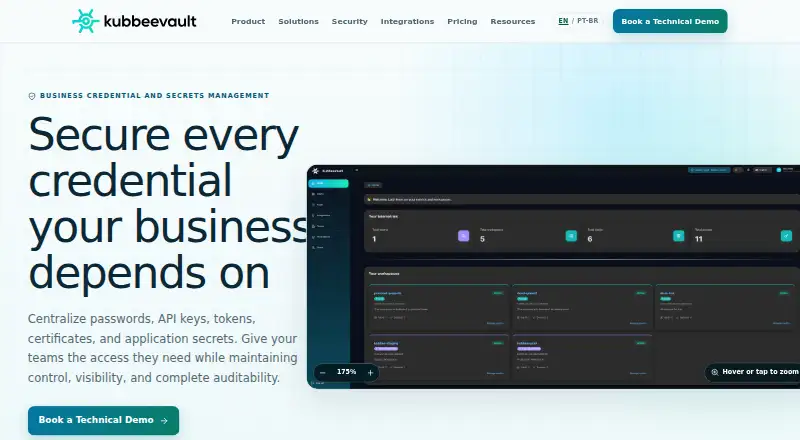 The KubbeeVault homepage