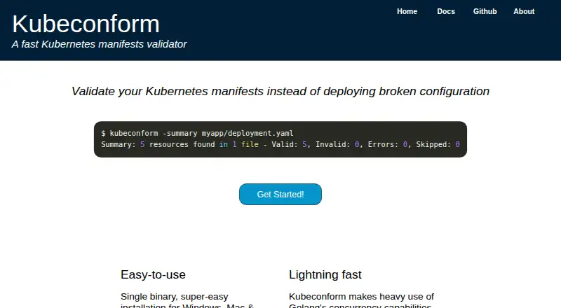 The kubeconform homepage