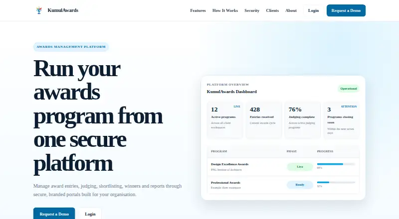The KumulAwards homepage