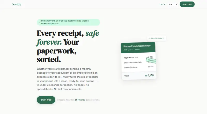 The Kwitly homepage