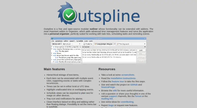 The Outspline homepage