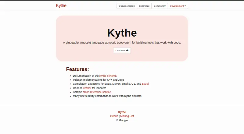 The Kythe homepage