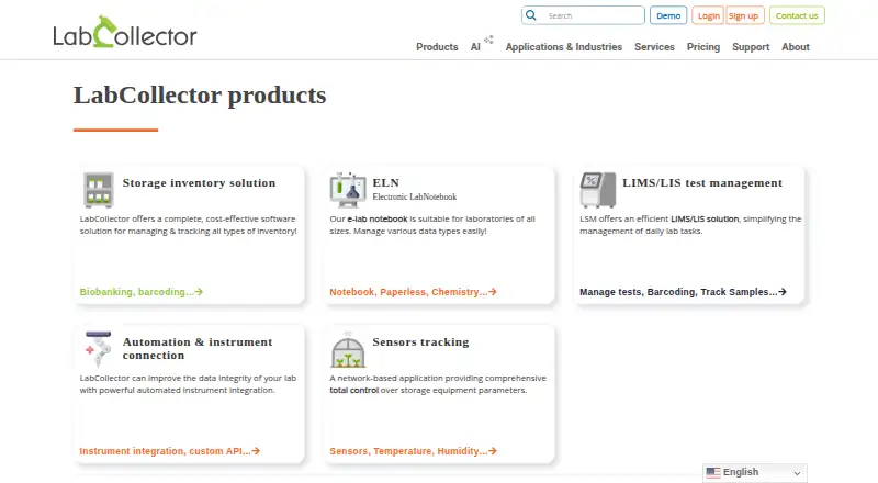 The LabCollector ELN homepage