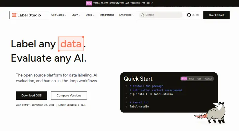 The Label Studio homepage