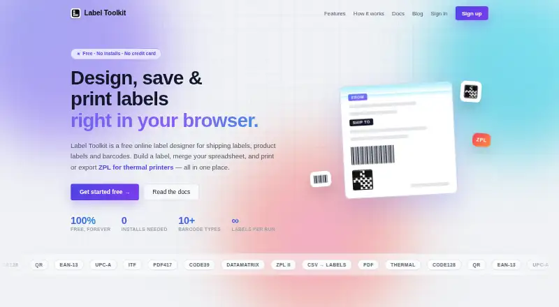 The Label Toolkit homepage
