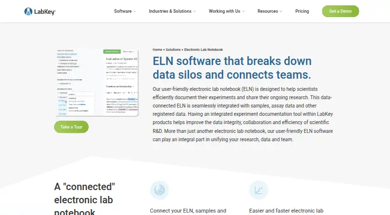 The LabKey ELN homepage