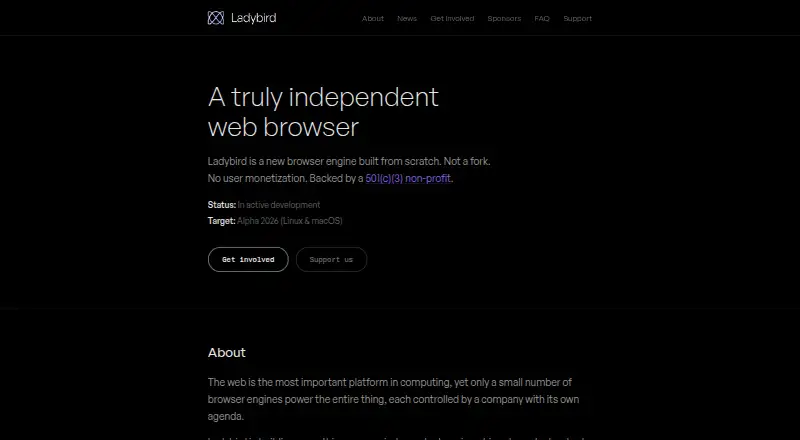 The Ladybird homepage