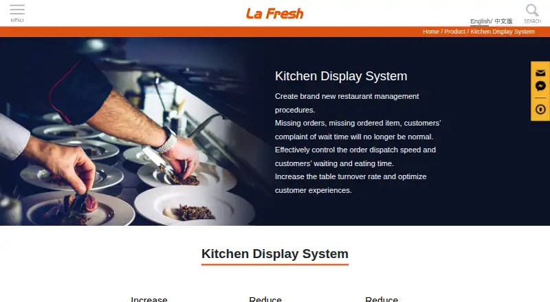 The LaFresh Kitchen Display System homepage