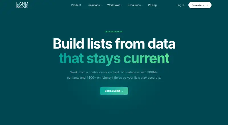 The Landbase B2B Database homepage