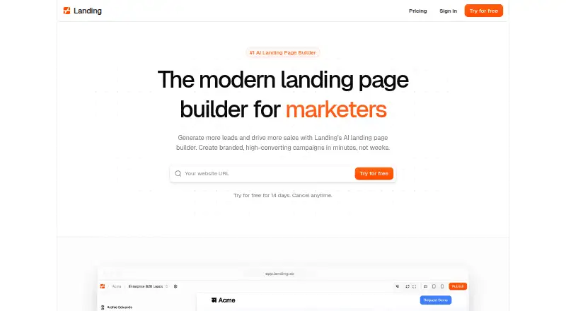 The Landing homepage