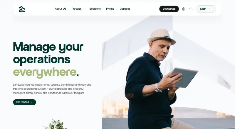 The Landwide homepage