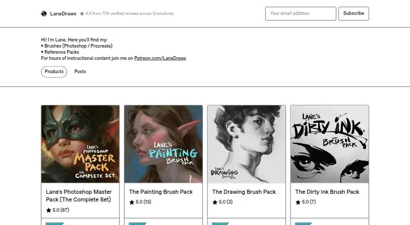 The LaneDraws homepage