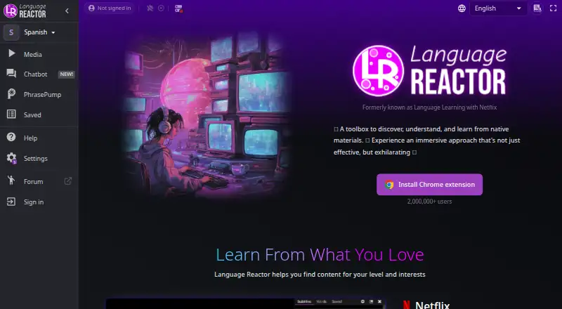 The Language Reactor homepage