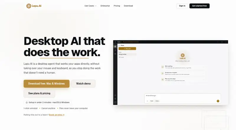 The Lapu AI homepage
