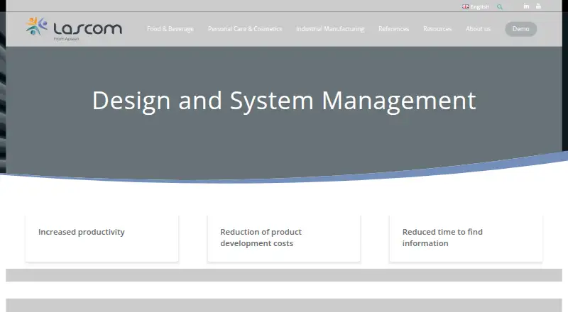 The Aptean PLM Lascom Edition homepage