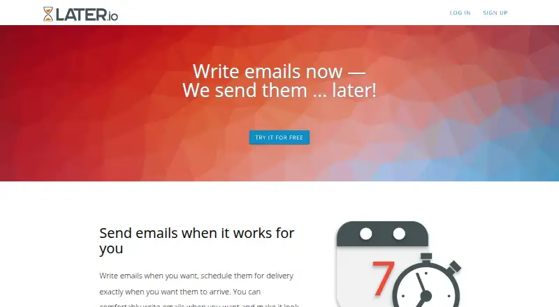 The Later.io homepage