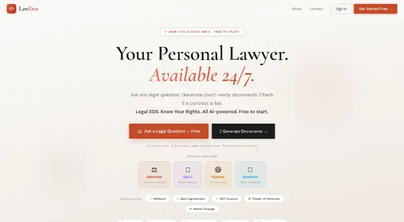 The LawDox homepage
