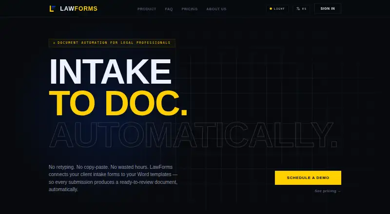 The LawForms homepage