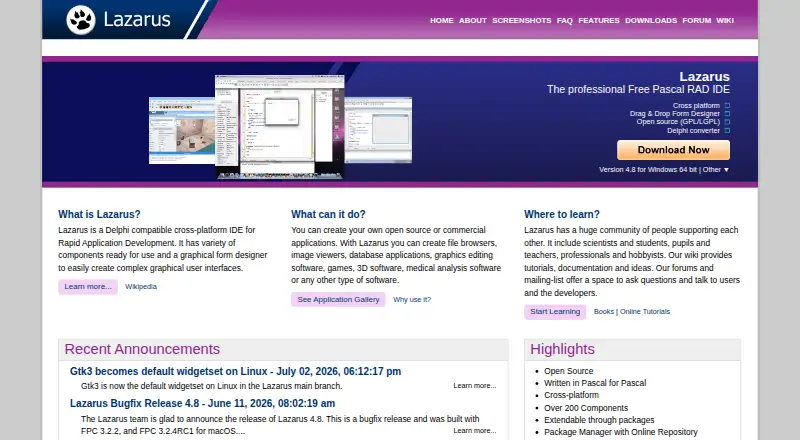 The Lazarus homepage