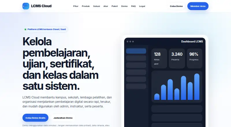 The LCMS Cloud homepage