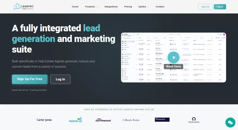The Leadpro homepage
