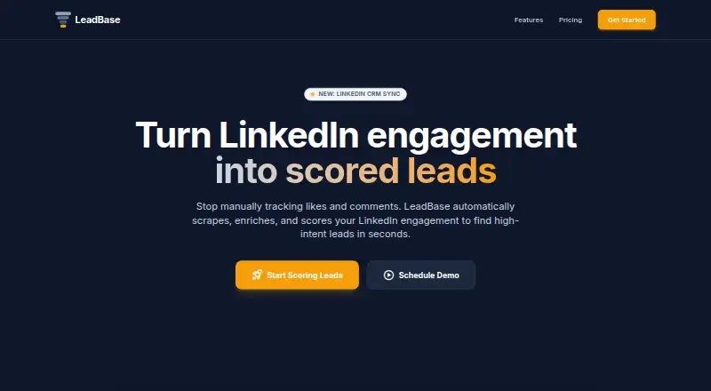 The LeadBase homepage