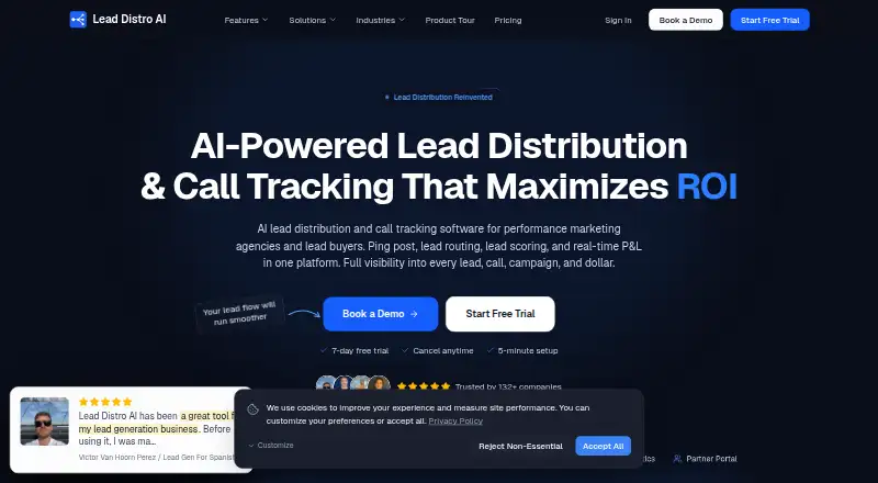 The Lead Distro AI homepage