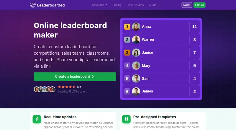 The Leaderboarded homepage