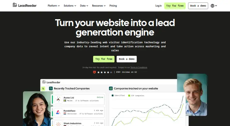 The Leadfeeder homepage