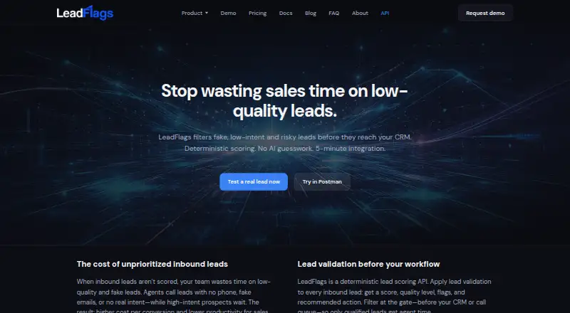The LeadFlags homepage