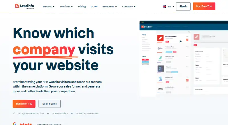 The Leadinfo homepage