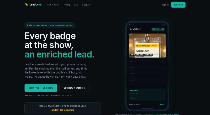 The LeadLens homepage