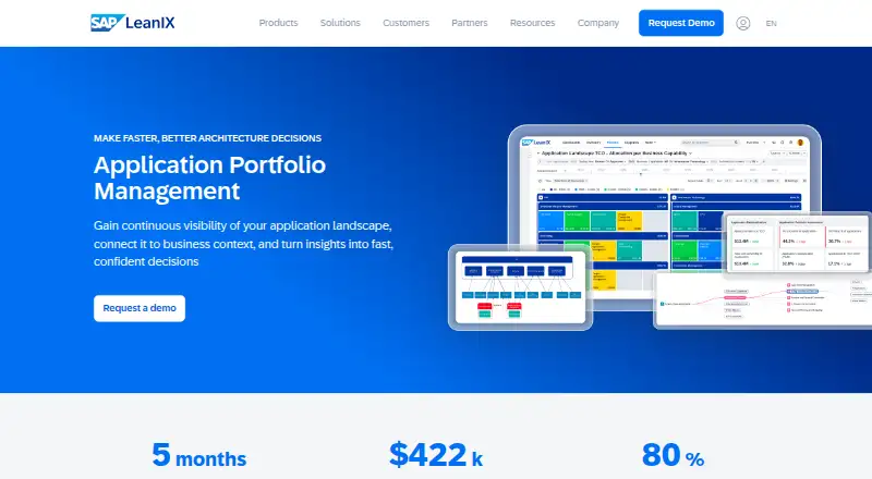 The SAP LeanIX Application Portfolio Management homepage